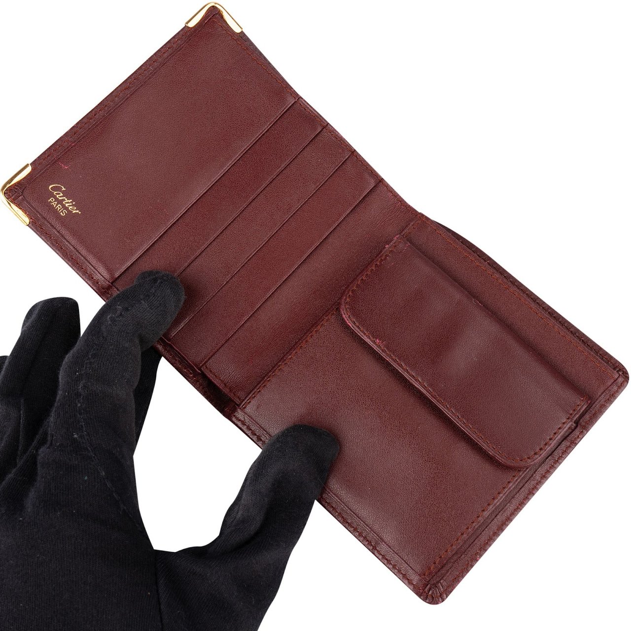 Cartier Cartier Bordeaux Leather Bifold Wallet Maroon