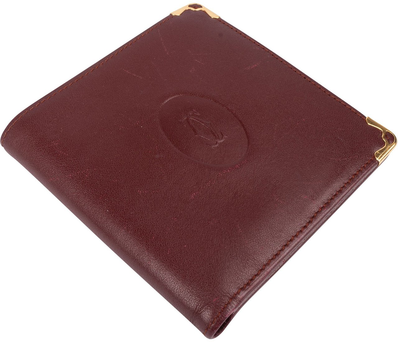 Cartier Cartier Bordeaux Leather Bifold Wallet Maroon