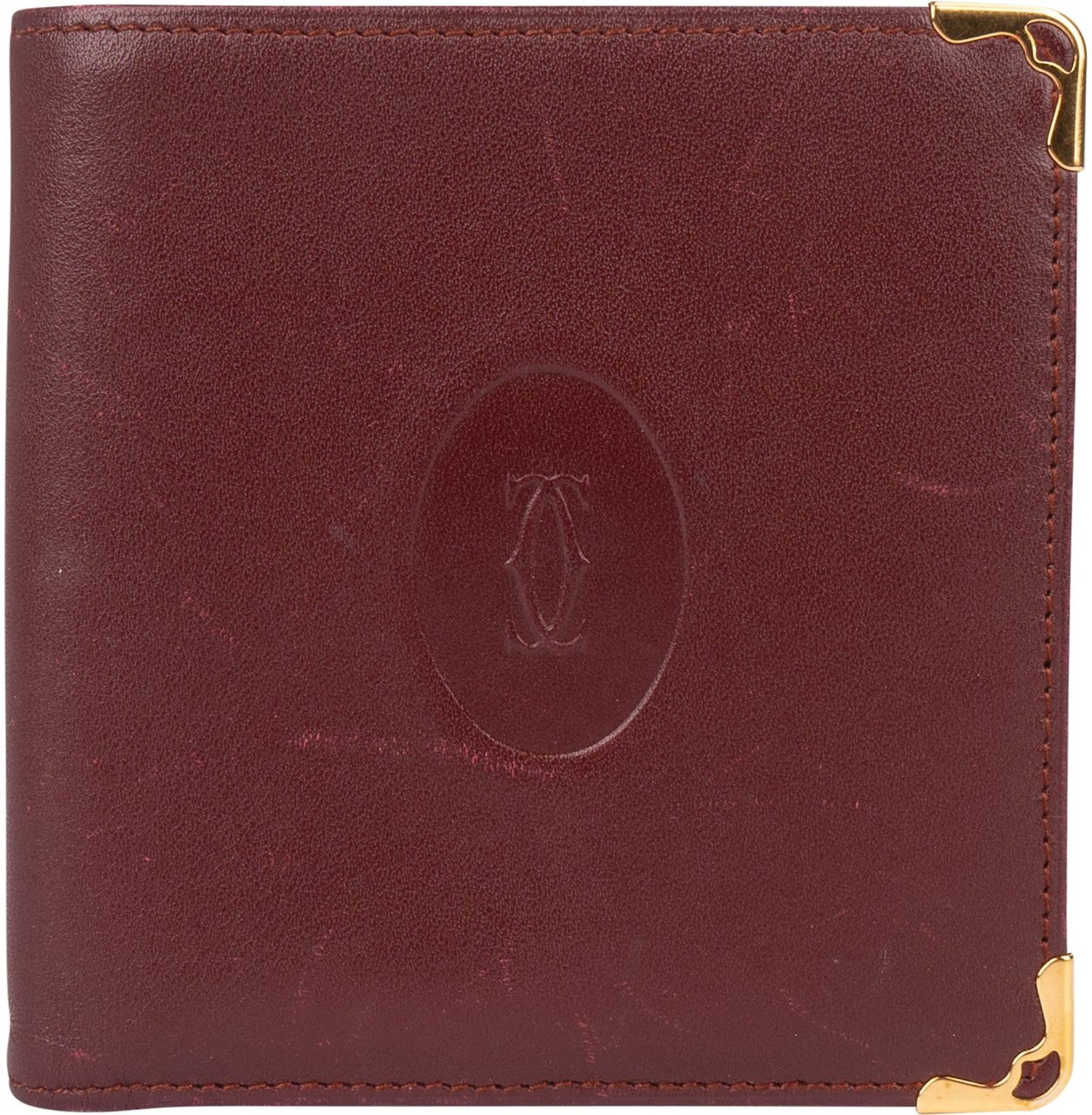 Cartier Cartier Bordeaux Leather Bifold Wallet Maroon
