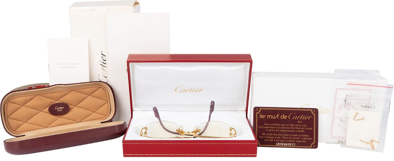 Cartier Cartier 18K Gold C Decor Rimless Eyeglasses Goud