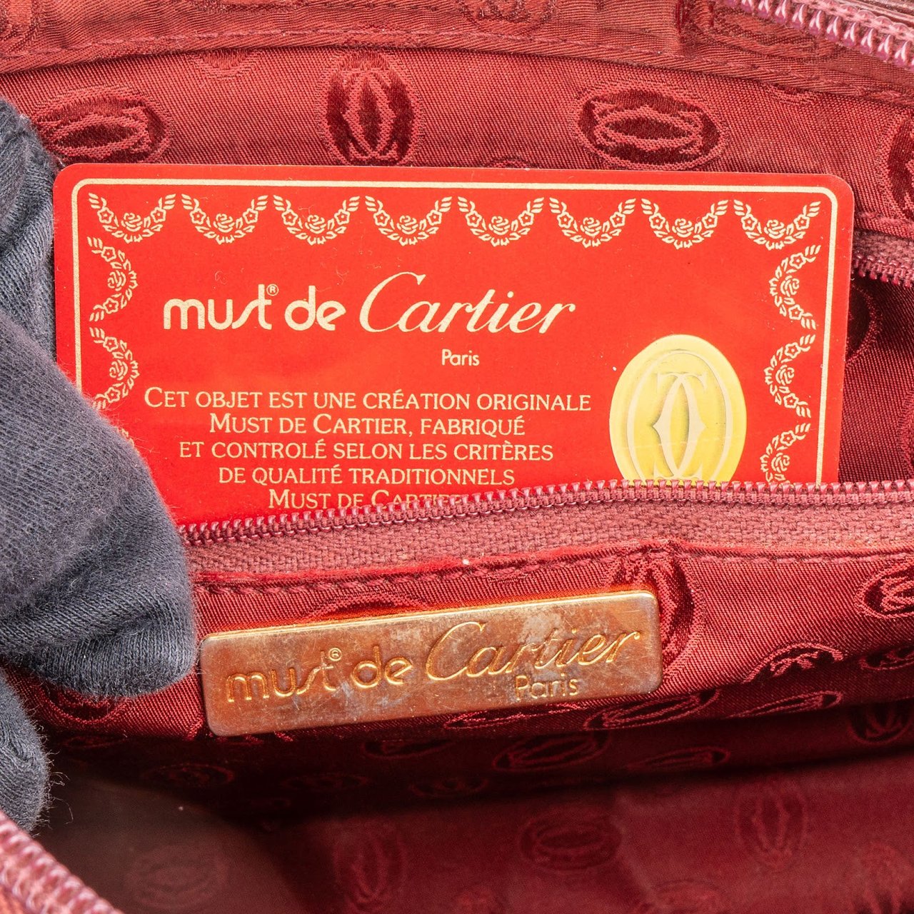 Cartier Cartier Bordeaux Leather Clutch Maroon