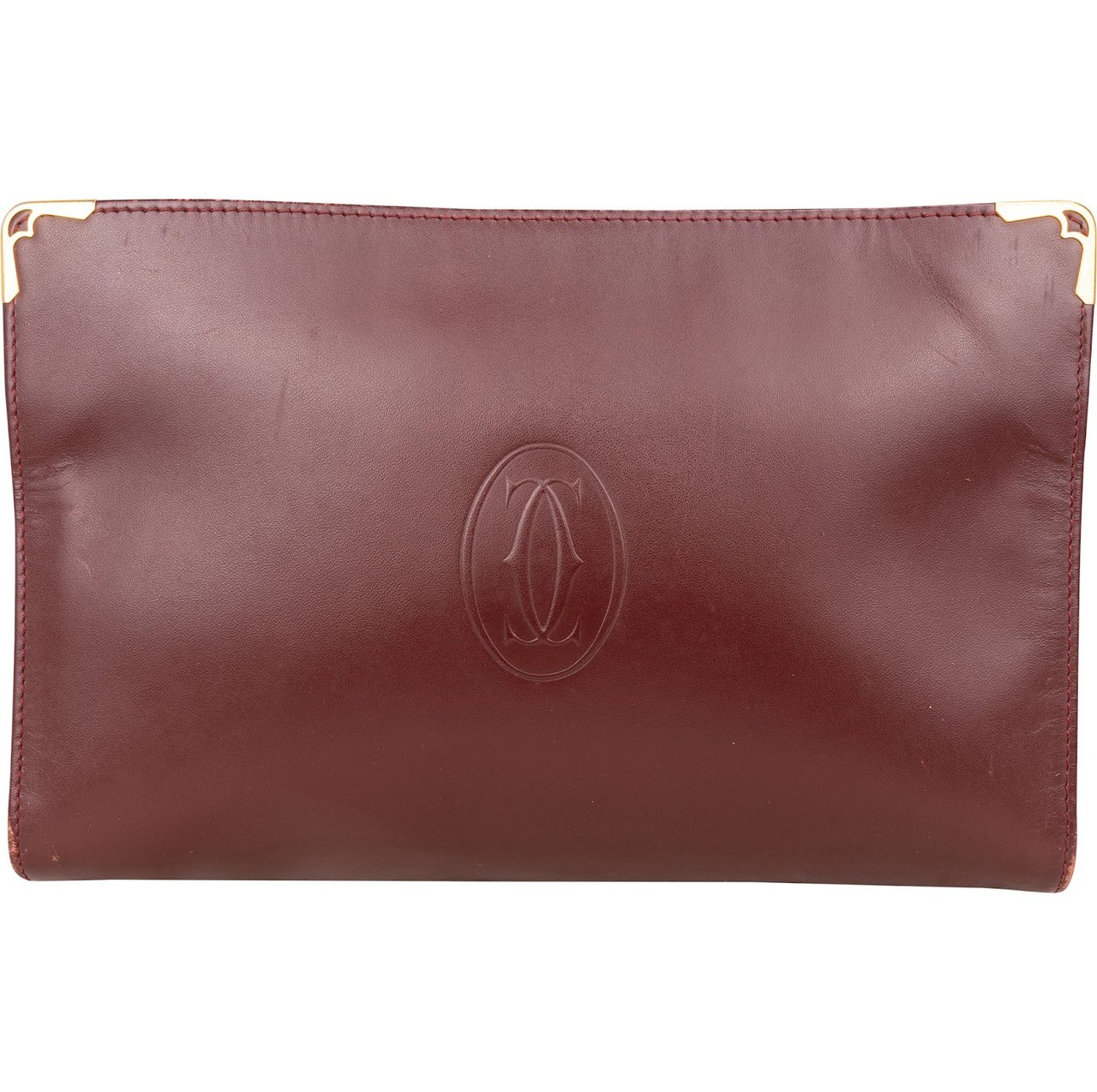 Cartier Cartier Bordeaux Leather Clutch Maroon