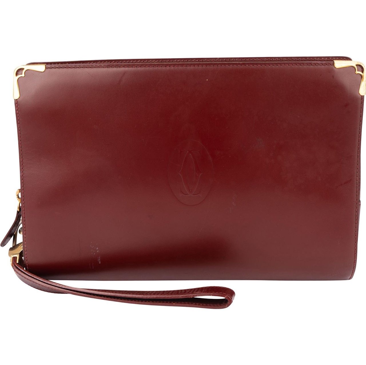 Cartier Cartier Bordeaux Leather Clutch Maroon