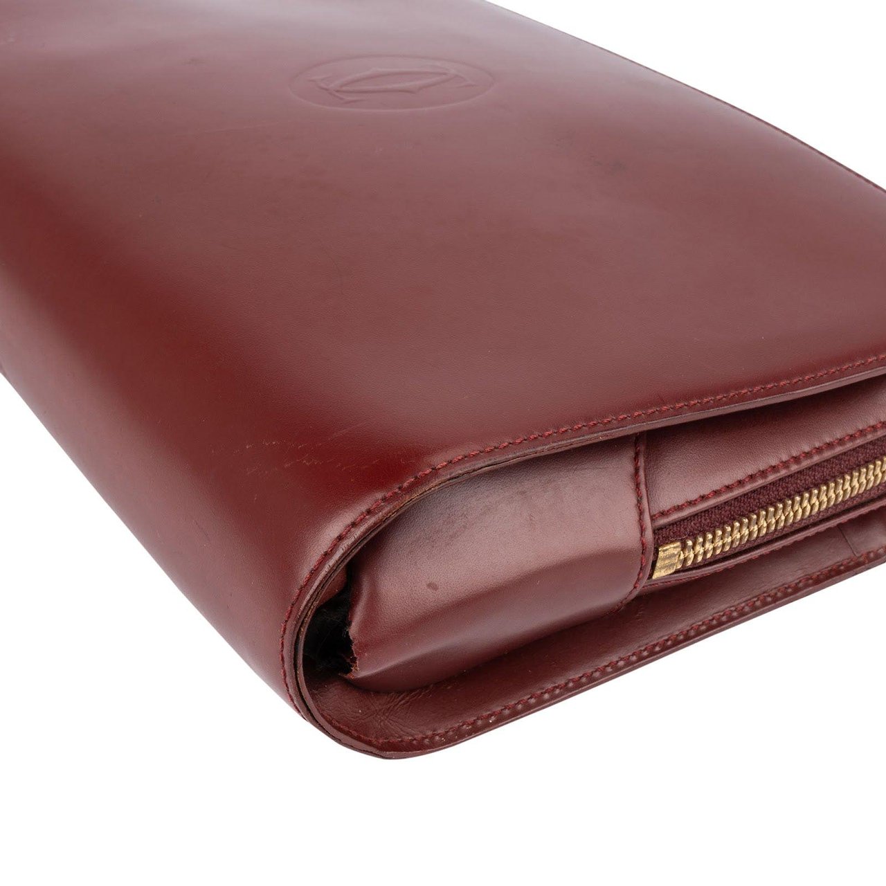 Cartier Cartier Bordeaux Leather Clutch Maroon