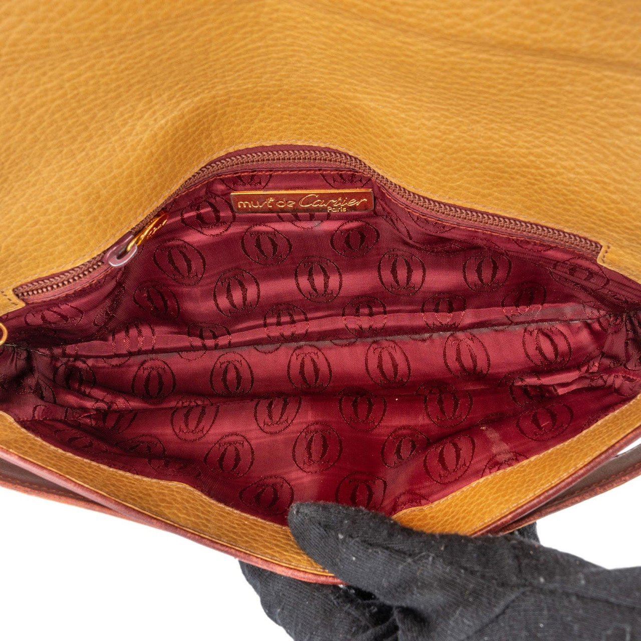 Cartier Cartier Grained Leather Clutch Bruin