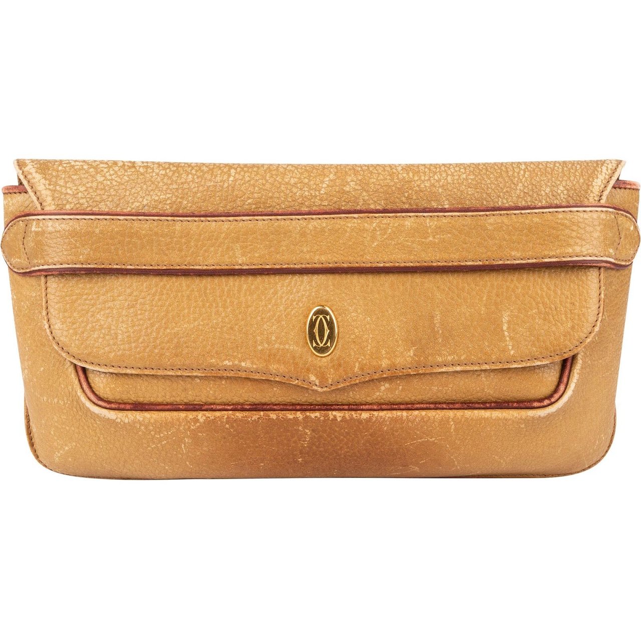 Cartier Cartier Grained Leather Clutch Bruin