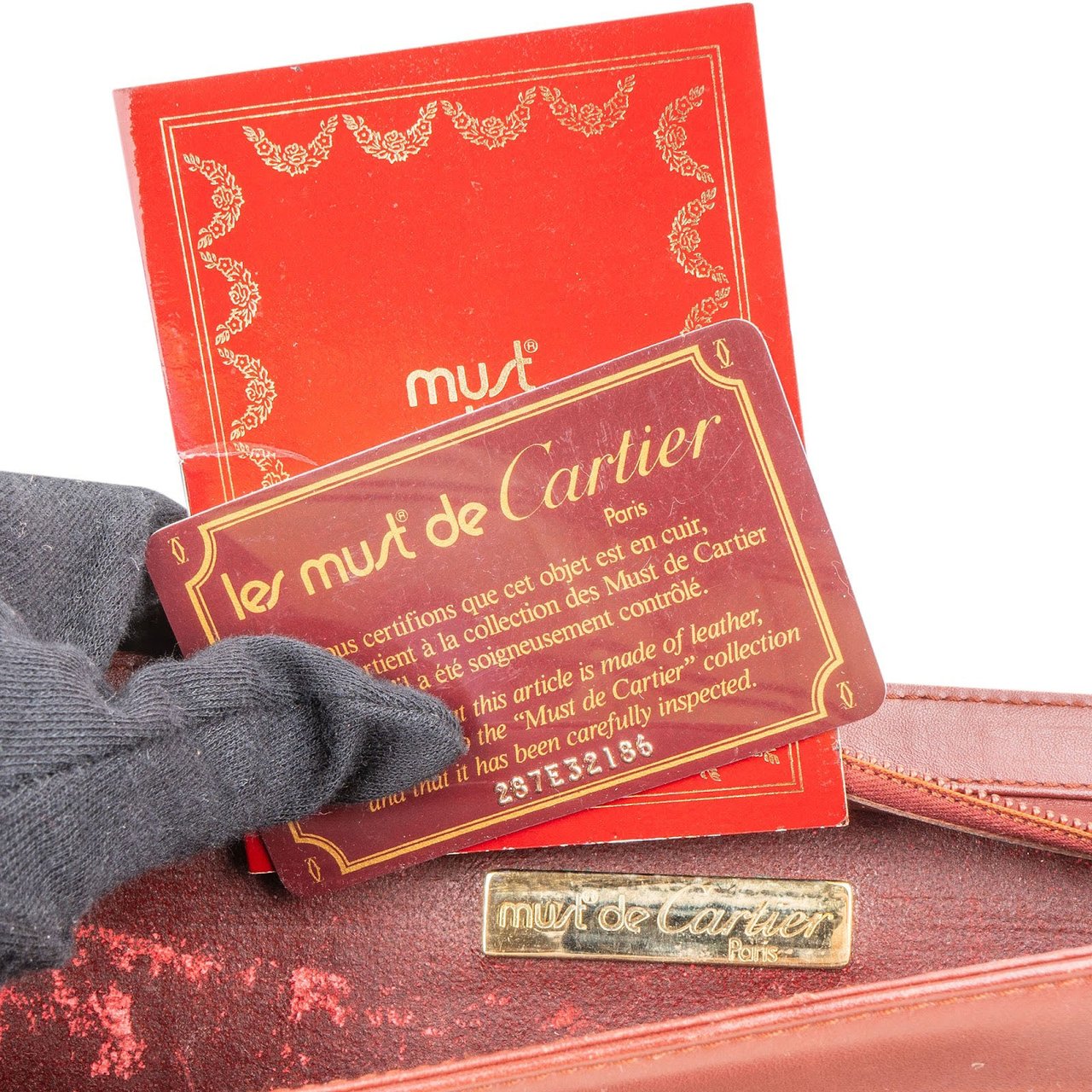 Cartier Cartier Bordeaux Leather Clutch Maroon