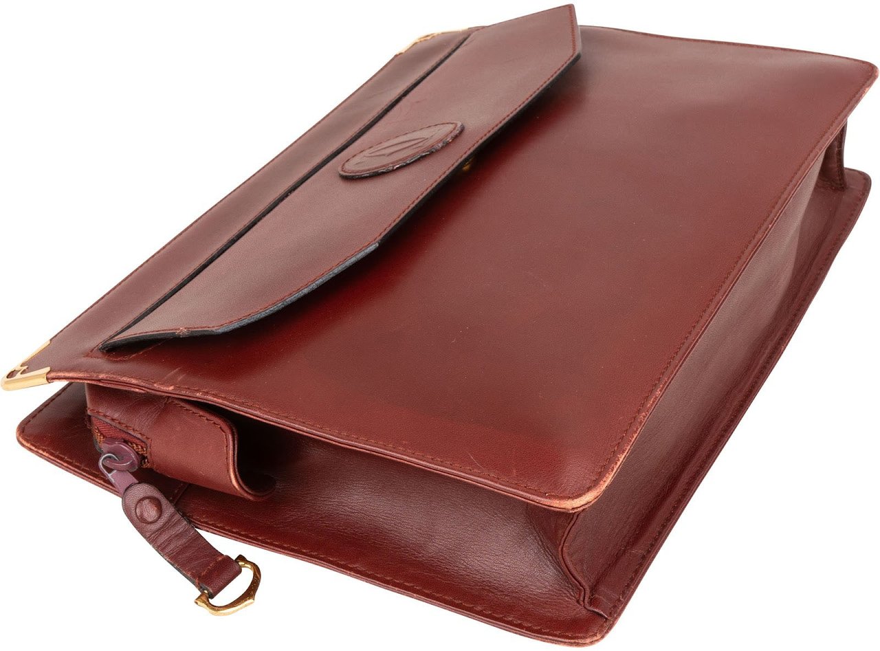Cartier Cartier Bordeaux Leather Clutch Maroon