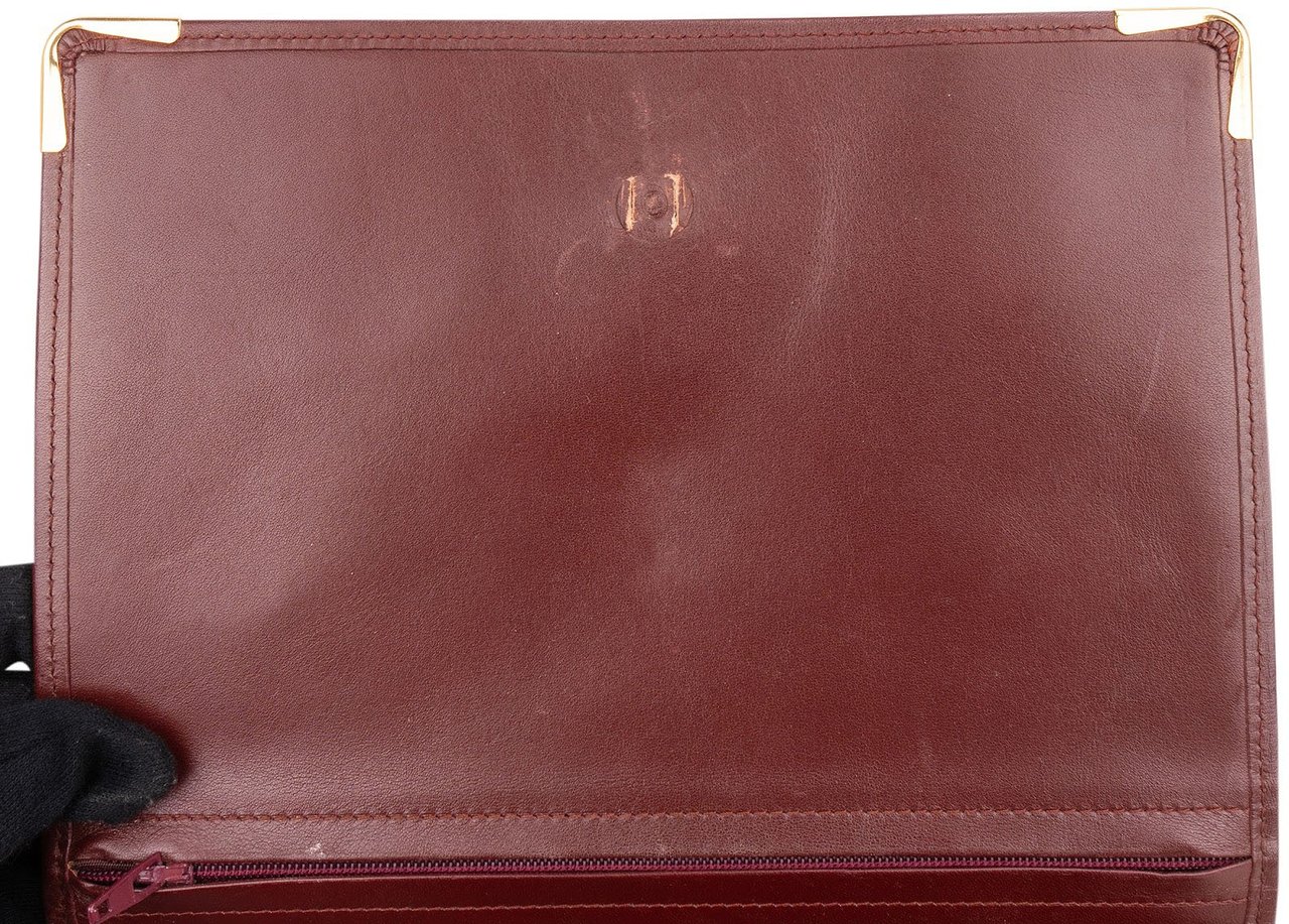 Cartier Cartier Bordeaux Leather Clutch Maroon