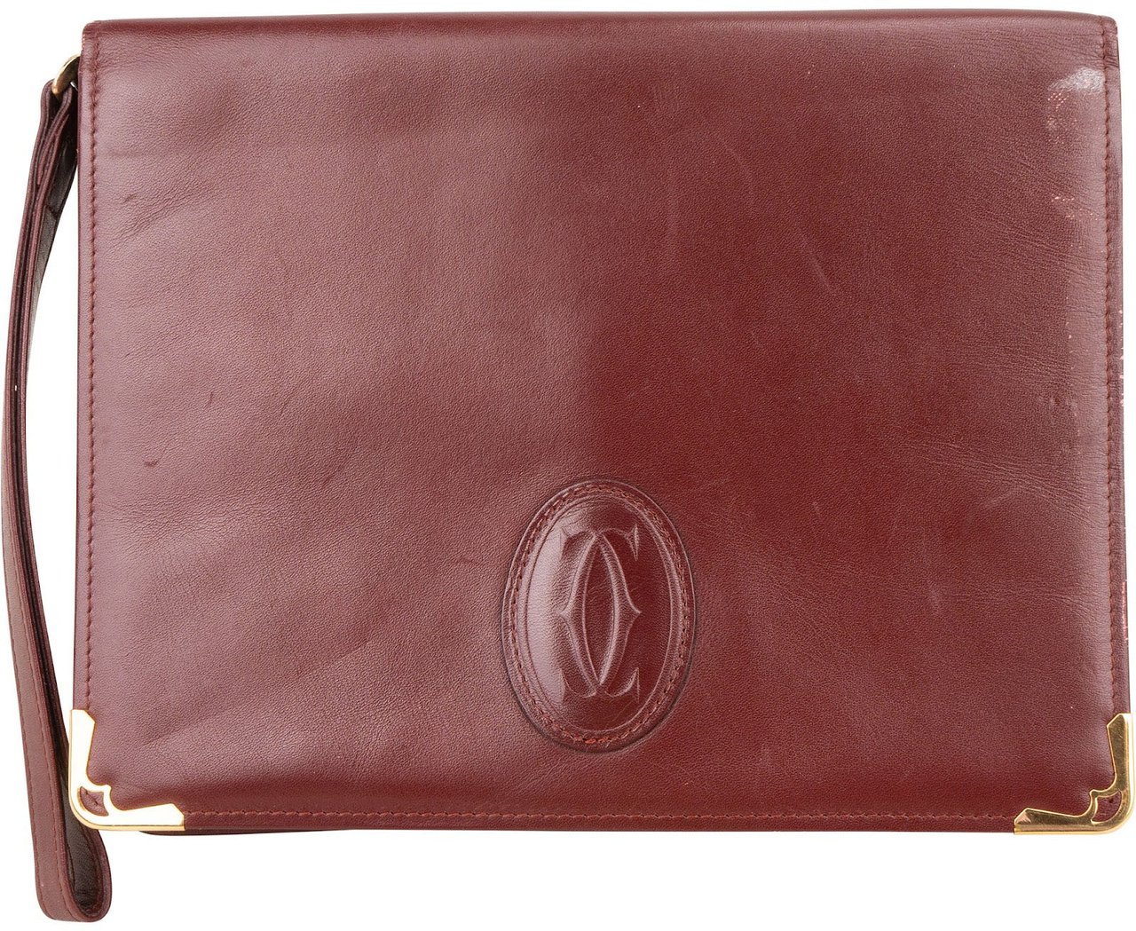 Cartier Cartier Bordeaux Leather Clutch Maroon
