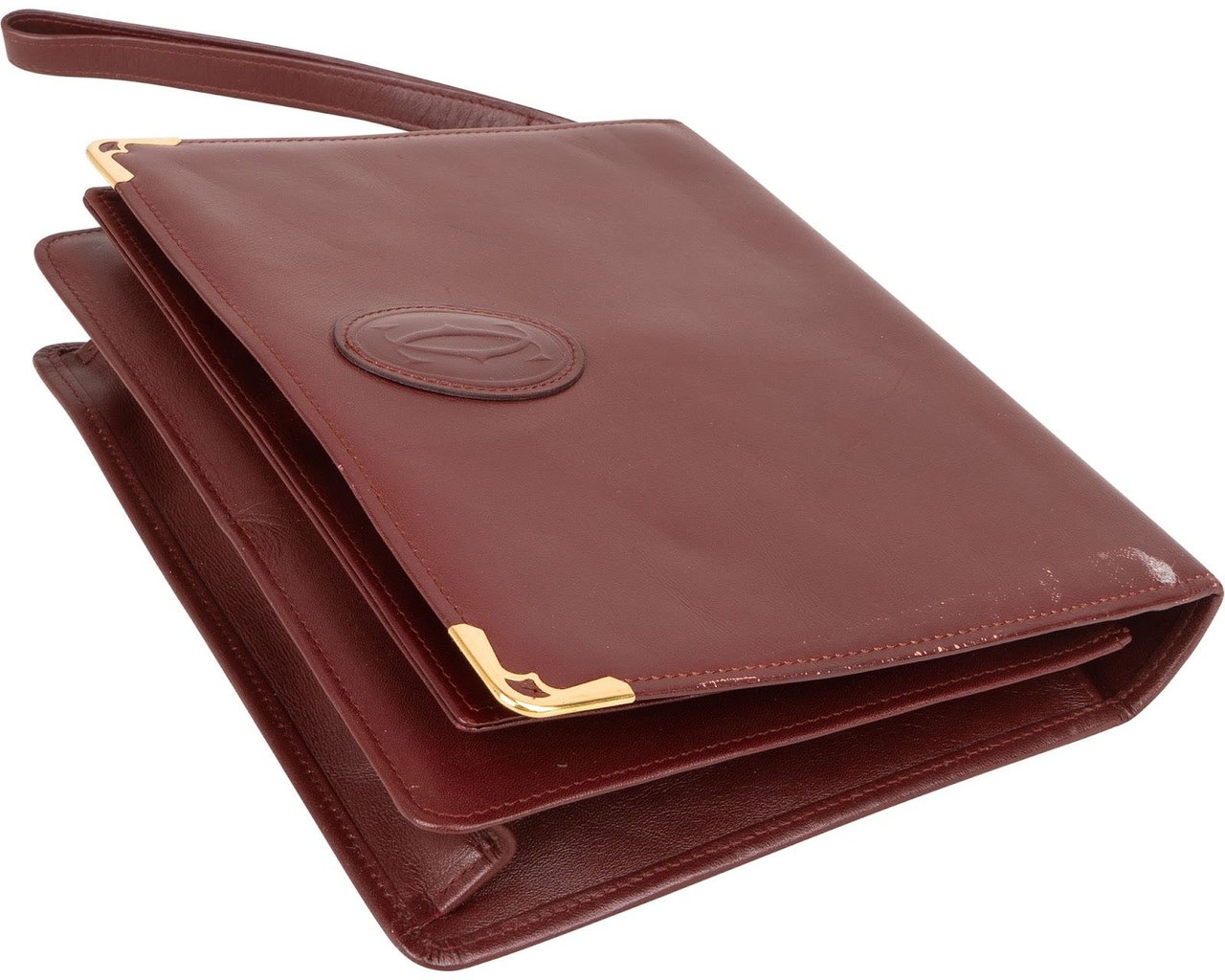 Cartier Cartier Bordeaux Leather Clutch Maroon