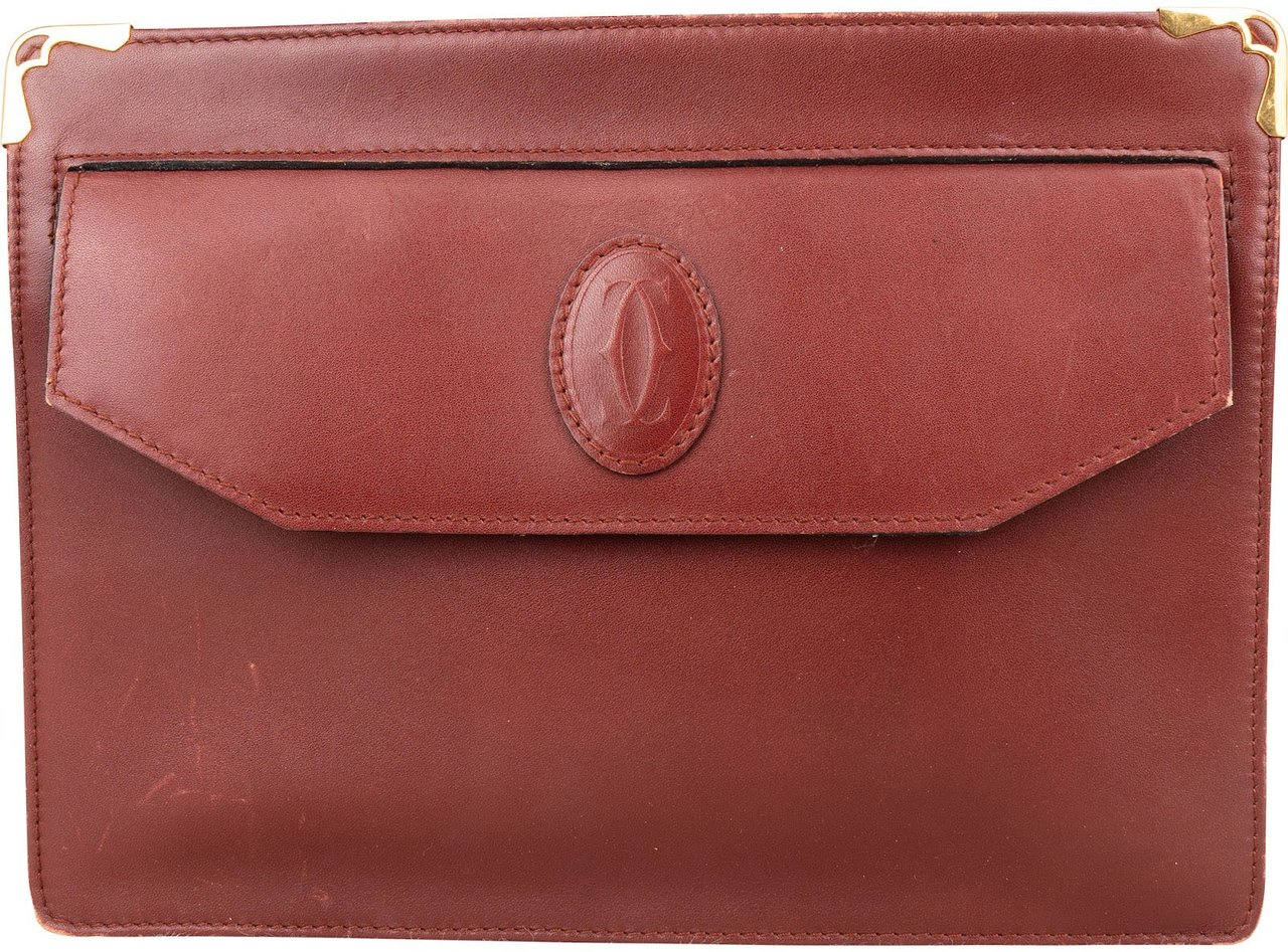 Cartier Cartier Bordeaux Leather Clutch Maroon