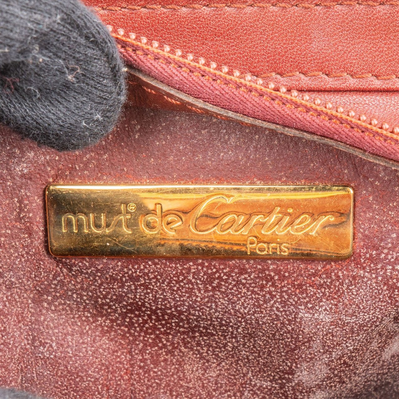 Cartier Cartier Bordeaux Leather Clutch Maroon