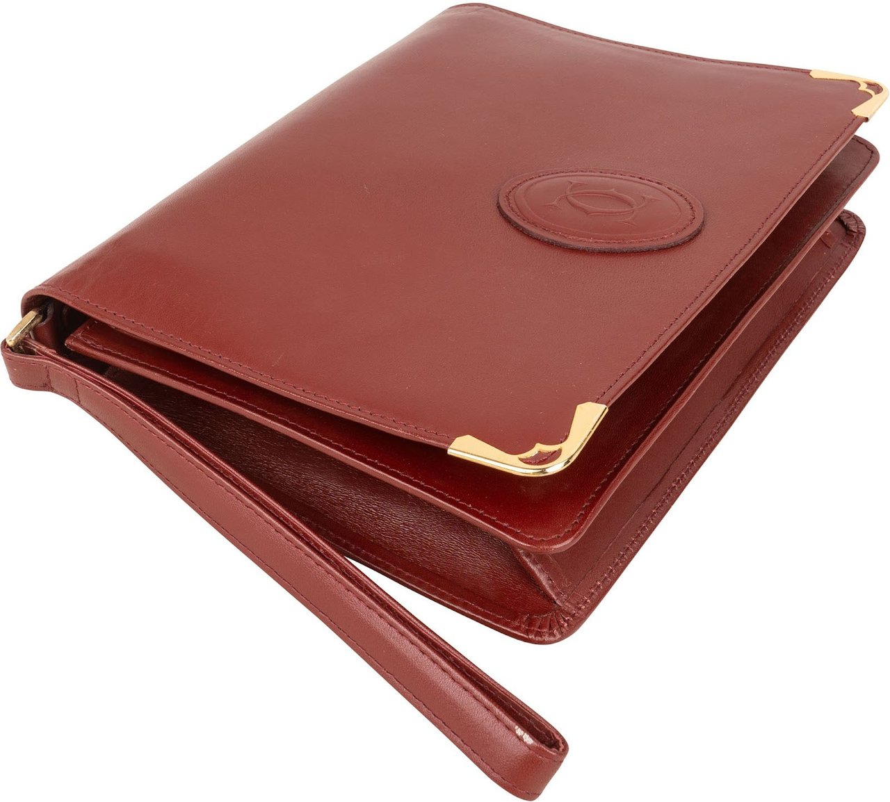 Cartier Cartier Bordeaux Leather Clutch Maroon