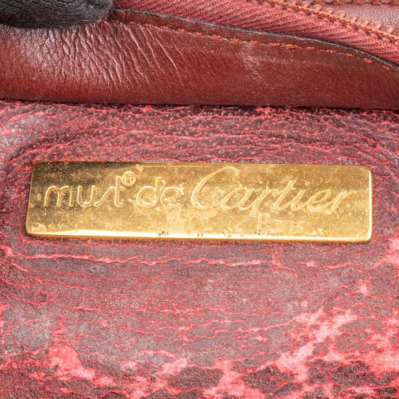 Cartier Bordeaux Leather Clutch Maroon