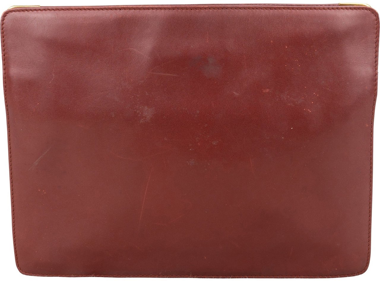 Cartier Bordeaux Leather Clutch Maroon