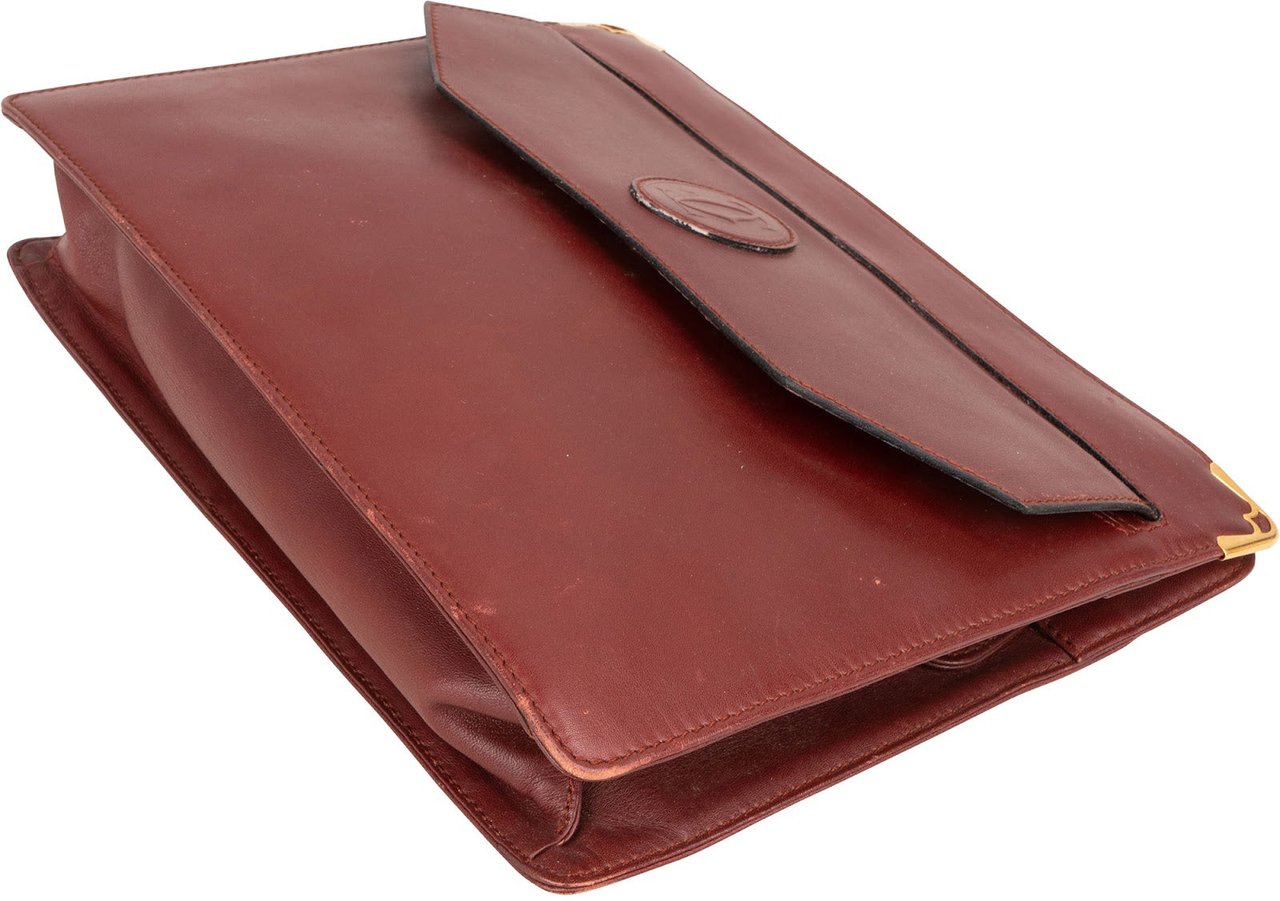 Cartier Bordeaux Leather Clutch Maroon