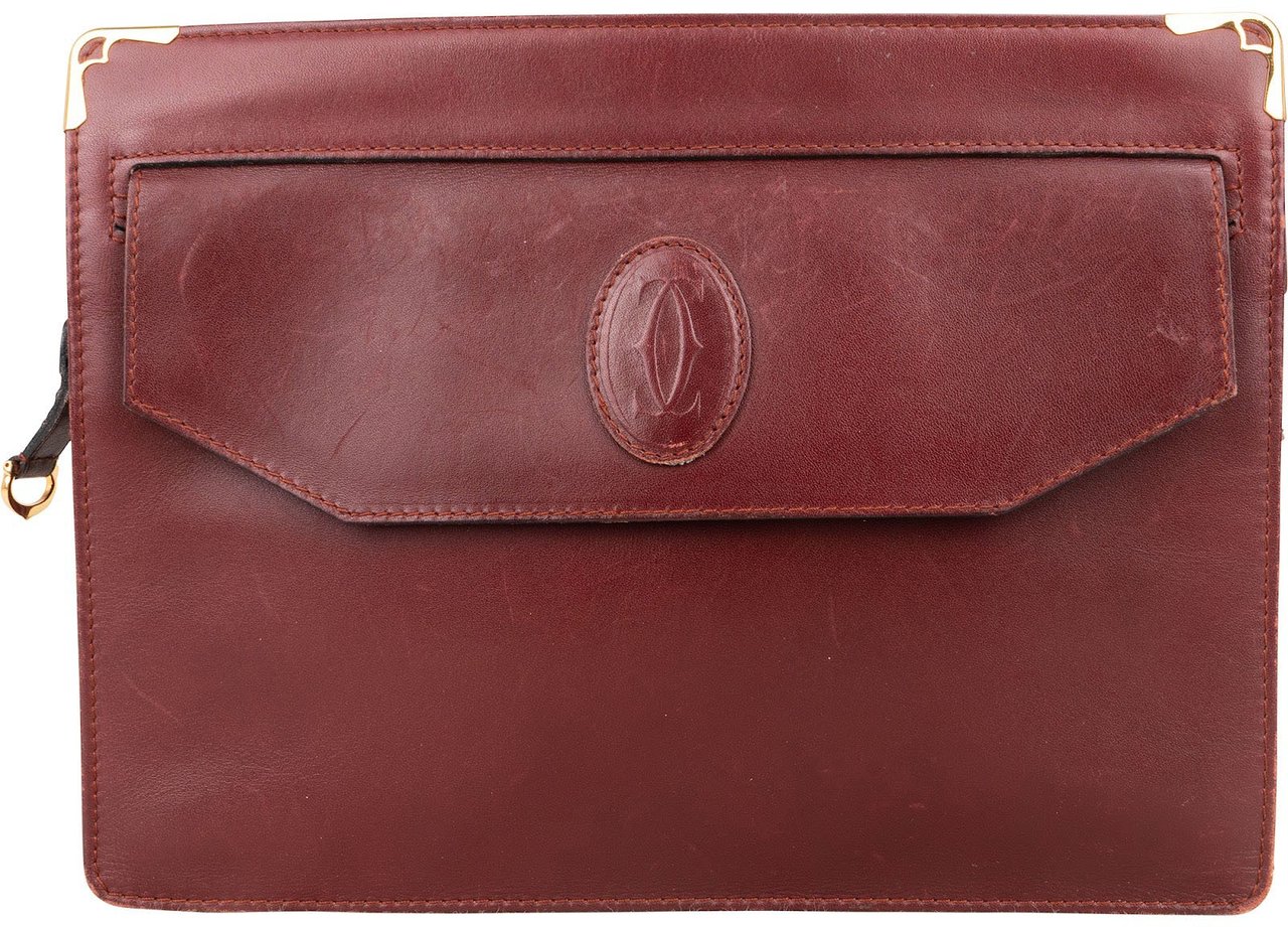 Cartier Cartier Bordeaux Leather Clutch Maroon