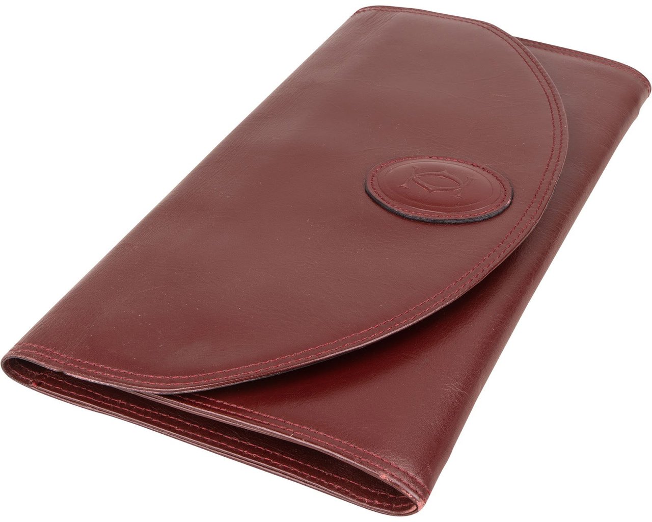 Cartier Bordeaux Leather Clutch Maroon