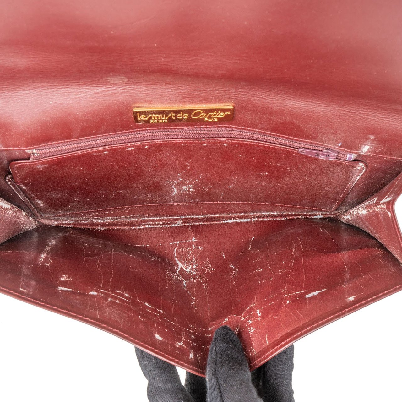 Cartier Cartier Bordeaux Leather Clutch Maroon