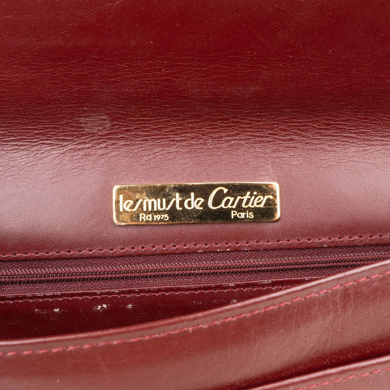 Cartier Bordeaux Leather Clutch Maroon