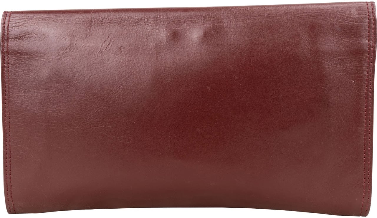 Cartier Bordeaux Leather Clutch Maroon