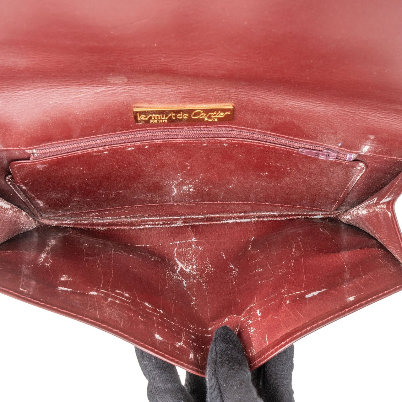 Cartier Bordeaux Leather Clutch Maroon