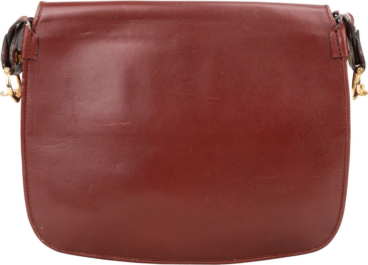 Cartier Cartier Bordeaux Leather Flap Clutch Bag Maroon