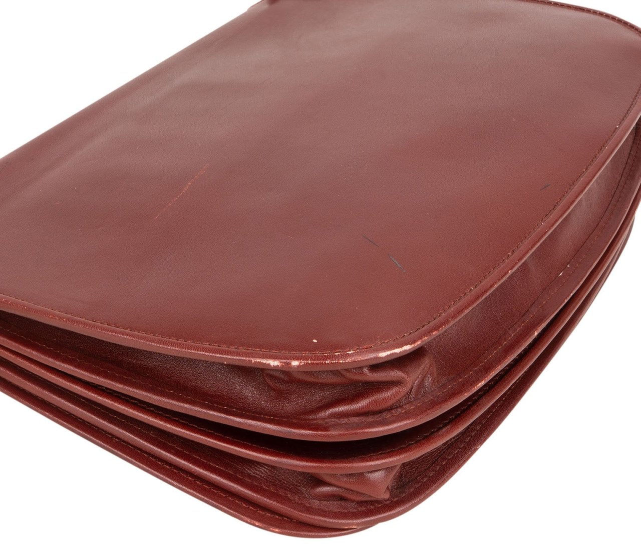 Cartier Cartier Bordeaux Leather Flap Clutch Bag Maroon