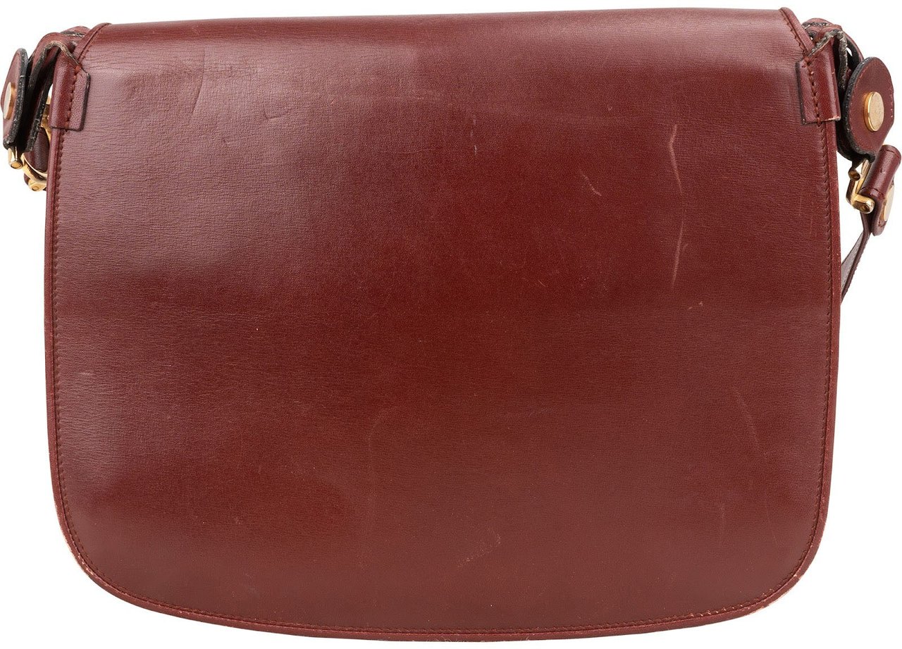 Cartier Cartier Bordeaux Leather Briefcase Flap Shoulder Bag Maroon