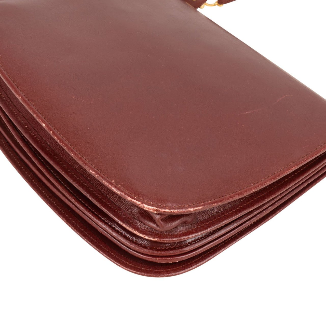 Cartier Cartier Bordeaux Leather Briefcase Flap Shoulder Bag Maroon