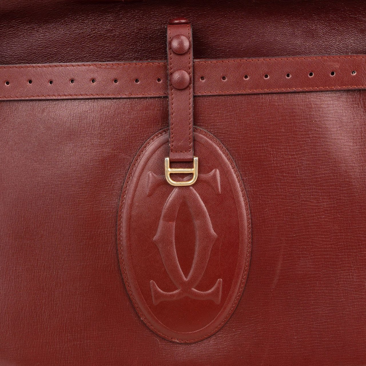 Cartier Cartier Bordeaux Leather Briefcase Flap Shoulder Bag Maroon