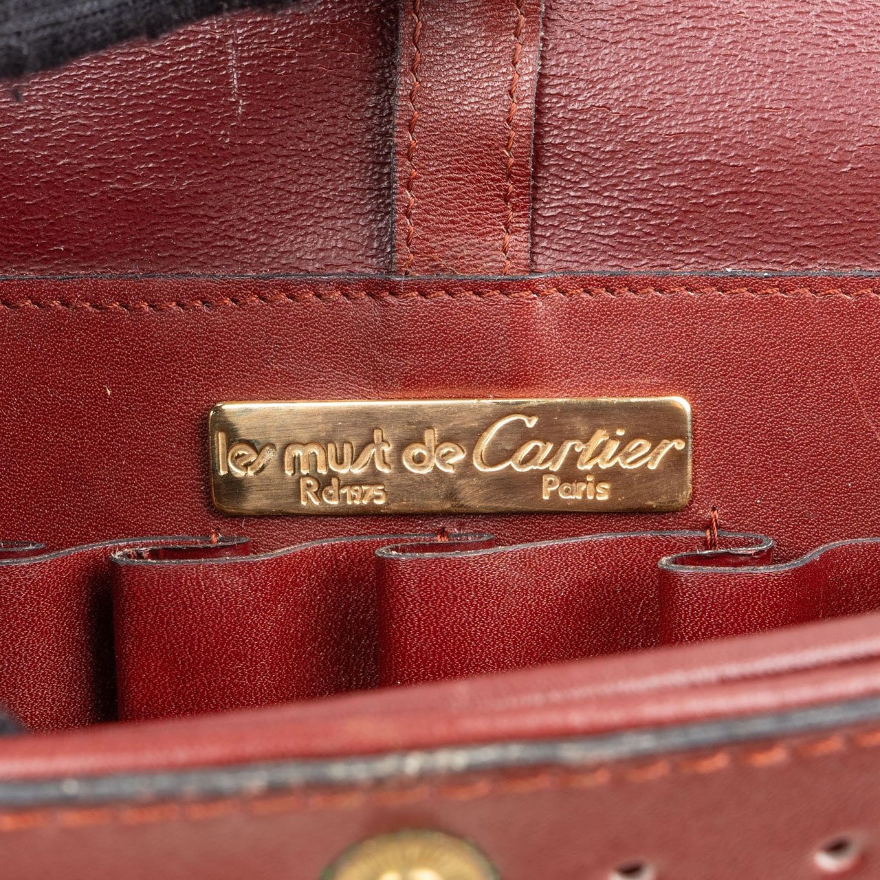 Cartier Cartier Bordeaux Leather Briefcase Flap Shoulder Bag Maroon