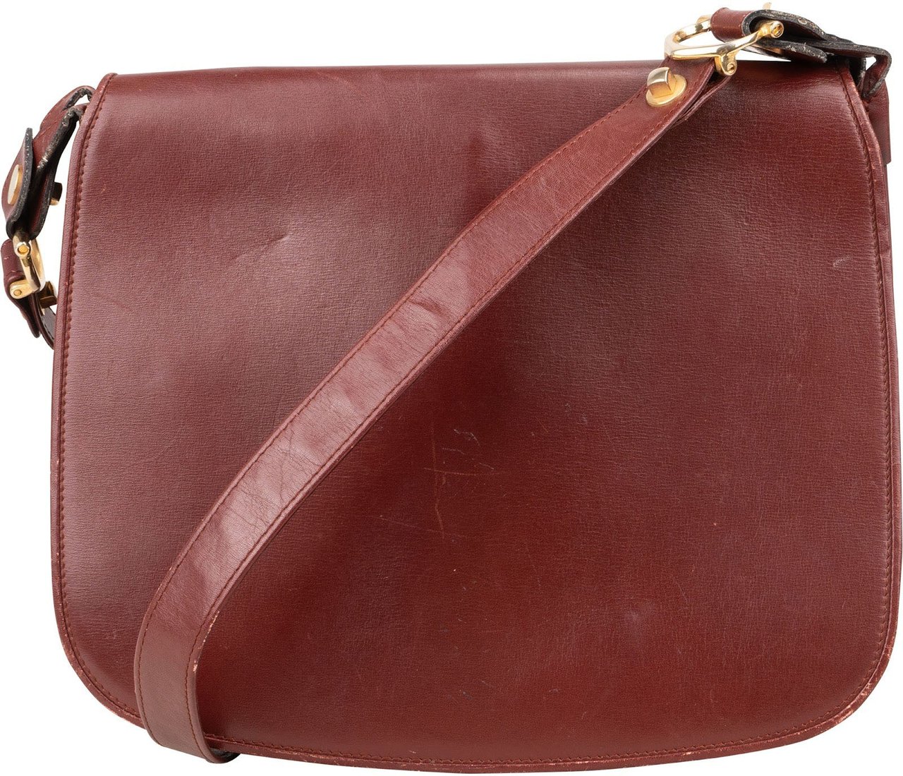 Cartier Cartier Bordeaux Leather Briefcase Flap Shoulder Bag Maroon