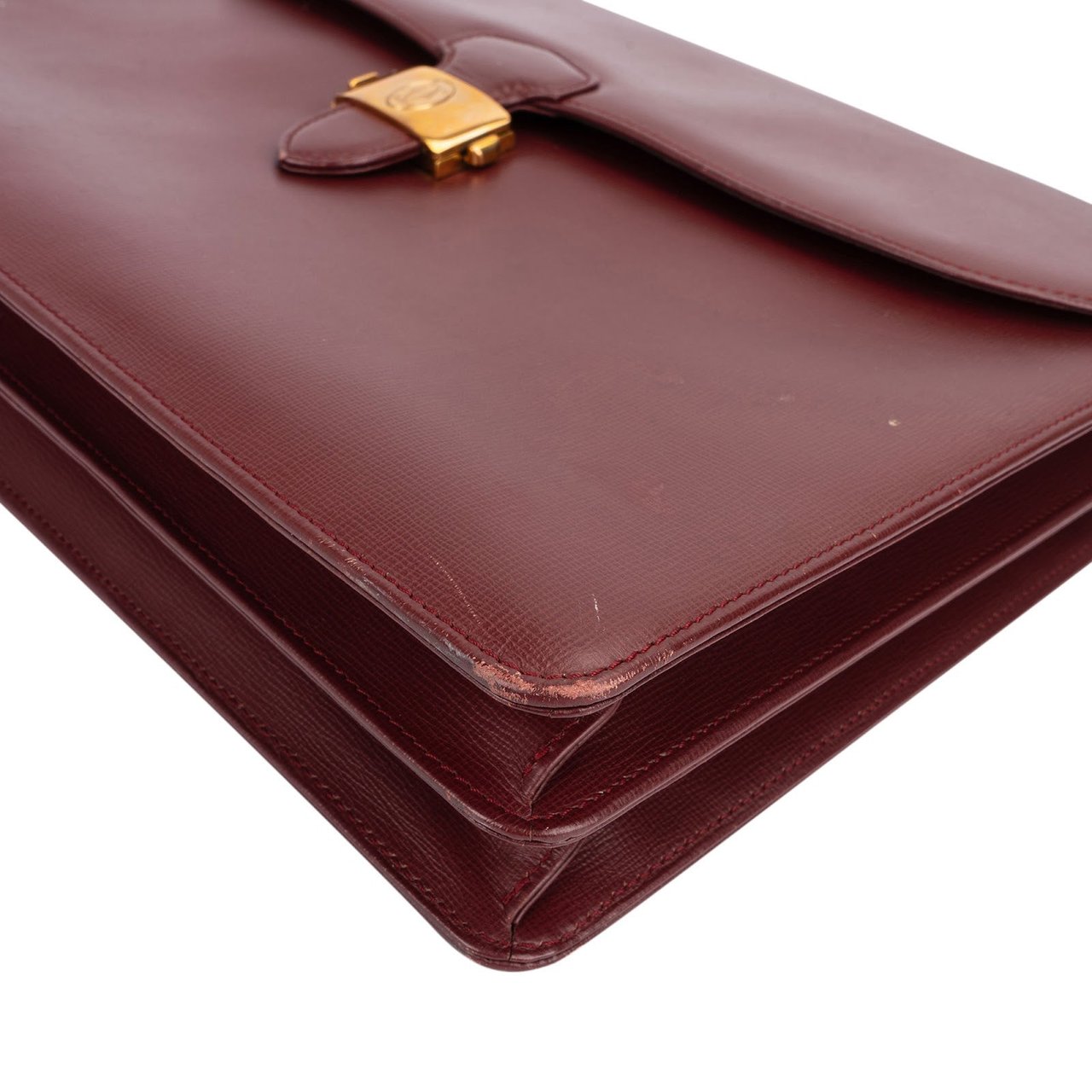 Cartier Cartier Bordeaux Leather Briefcase Porte Documents Handbag Divers