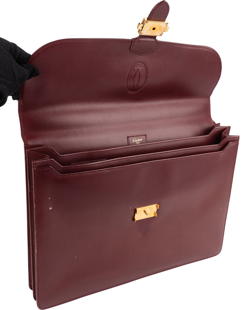 Cartier Cartier Bordeaux Leather Briefcase Porte Documents Handbag Divers