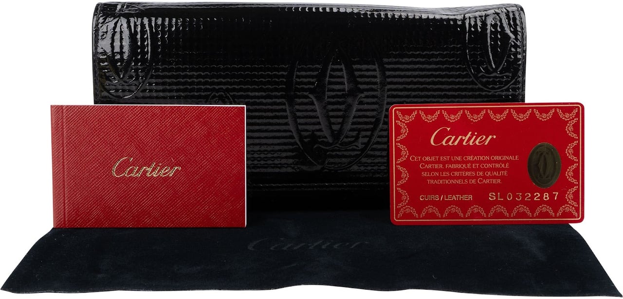 Cartier Patent Leather Limited Happy Birthday Collection International Wallet Zwart