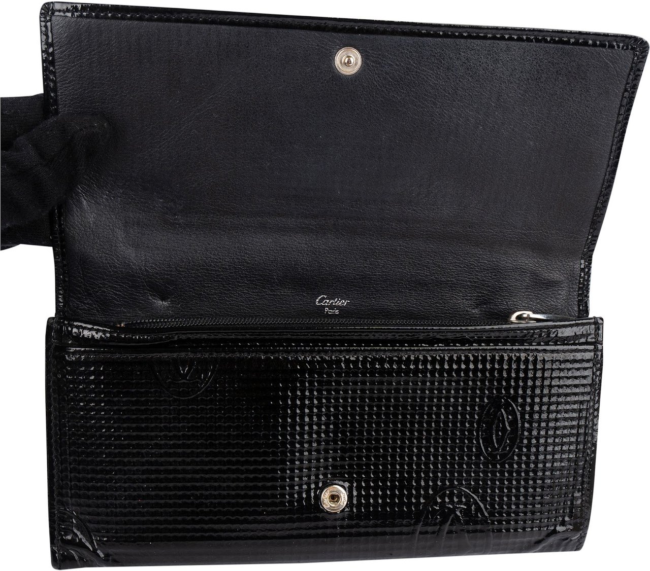 Cartier Patent Leather Limited Happy Birthday Collection International Wallet Zwart