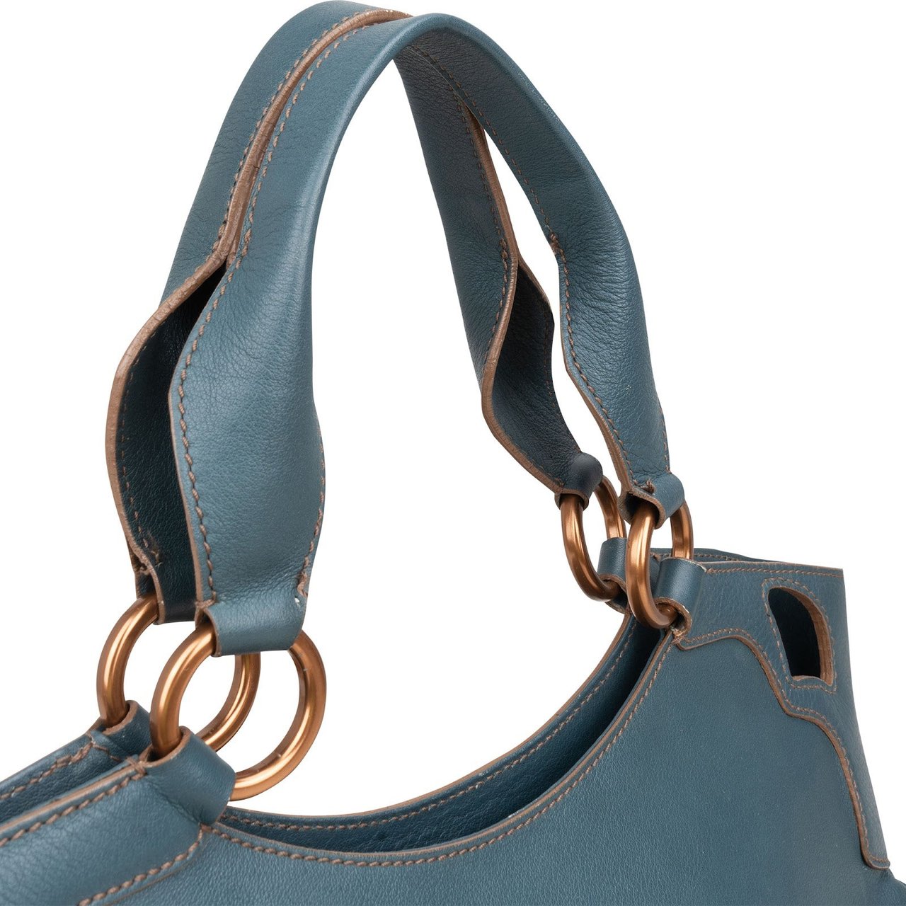 Cartier Cartier Blue Lather Marcello Hobo Handbag Blauw