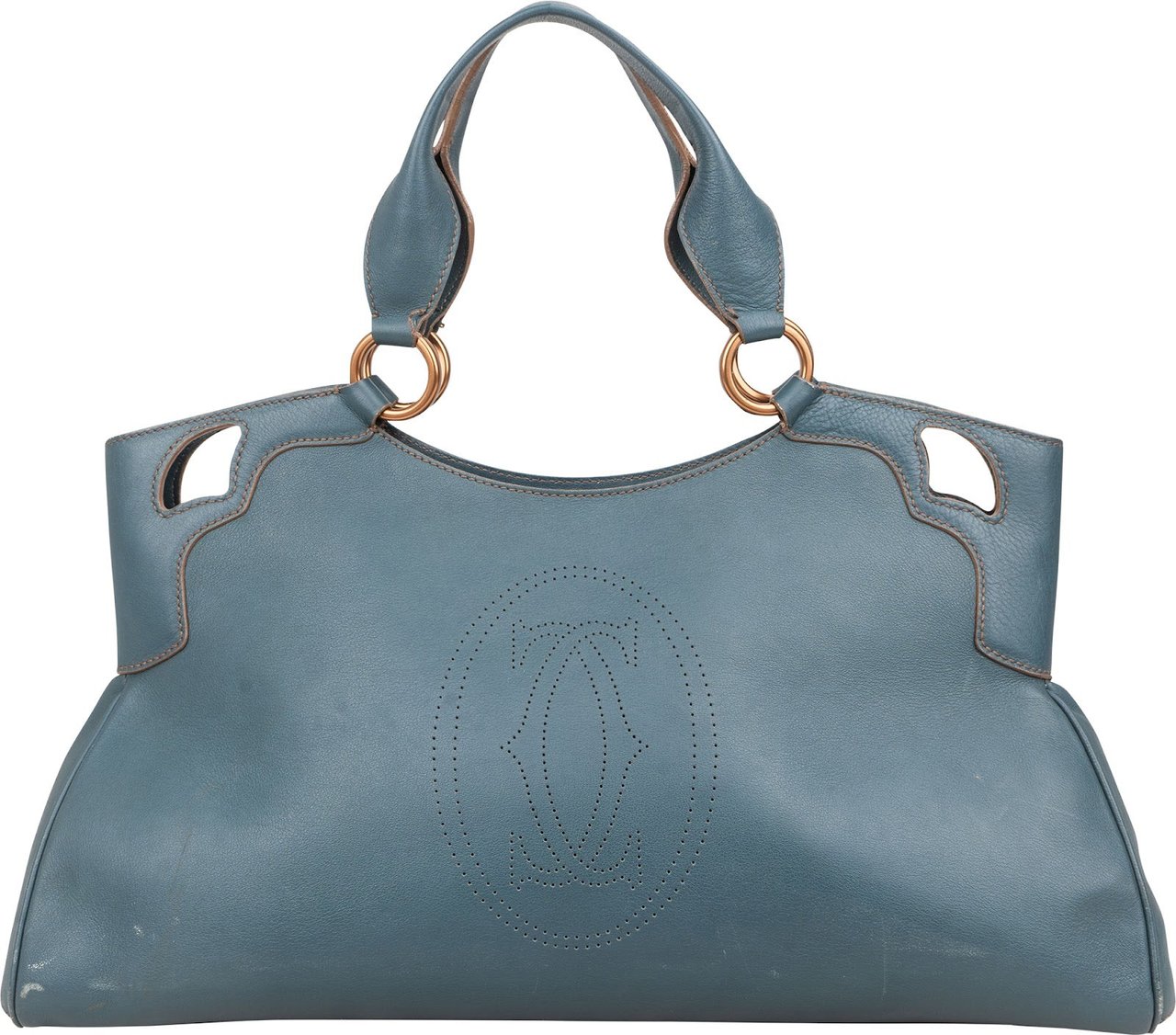 Cartier Cartier Blue Lather Marcello Hobo Handbag Blauw