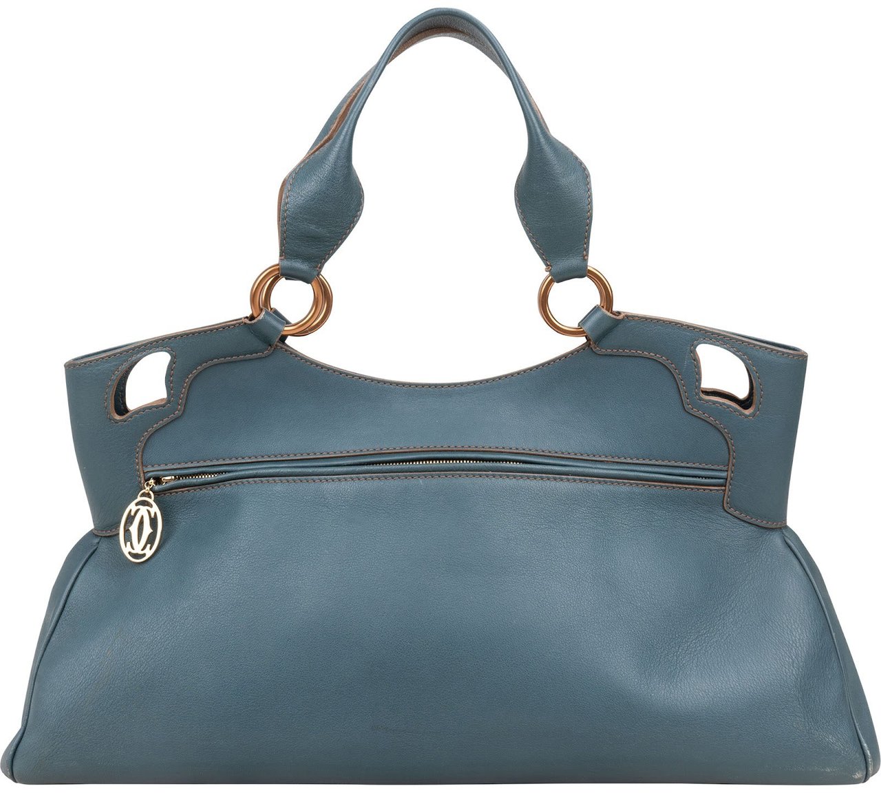 Cartier Cartier Blue Lather Marcello Hobo Handbag Blauw
