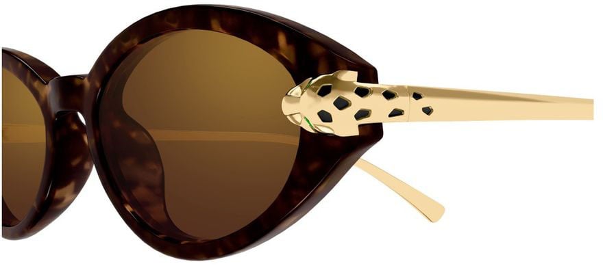 Cartier Havana Panthère De Cartier Recycled Acetate Metal Almond Sunglasses Zwart