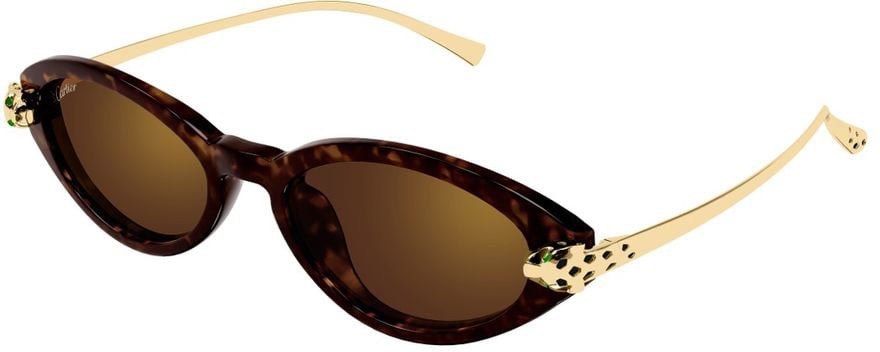 Cartier Havana Panthère De Cartier Recycled Acetate Metal Almond Sunglasses Zwart
