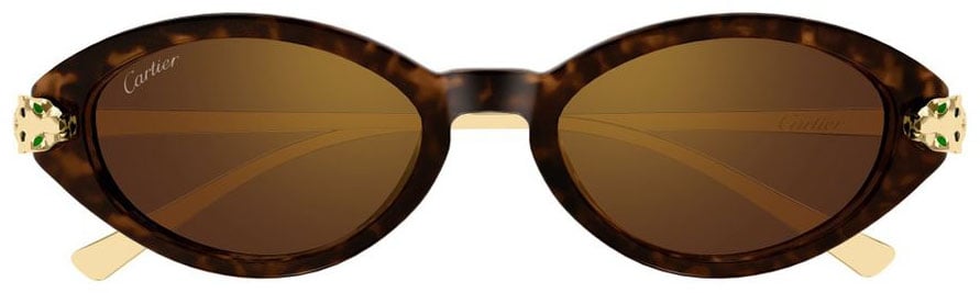 Cartier Havana Panthère De Cartier Recycled Acetate Metal Almond Sunglasses Zwart