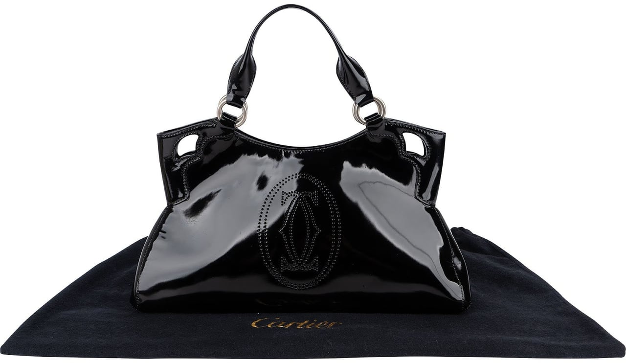 Cartier Black Patent Leather Marcello de Cartier Handbag Zwart