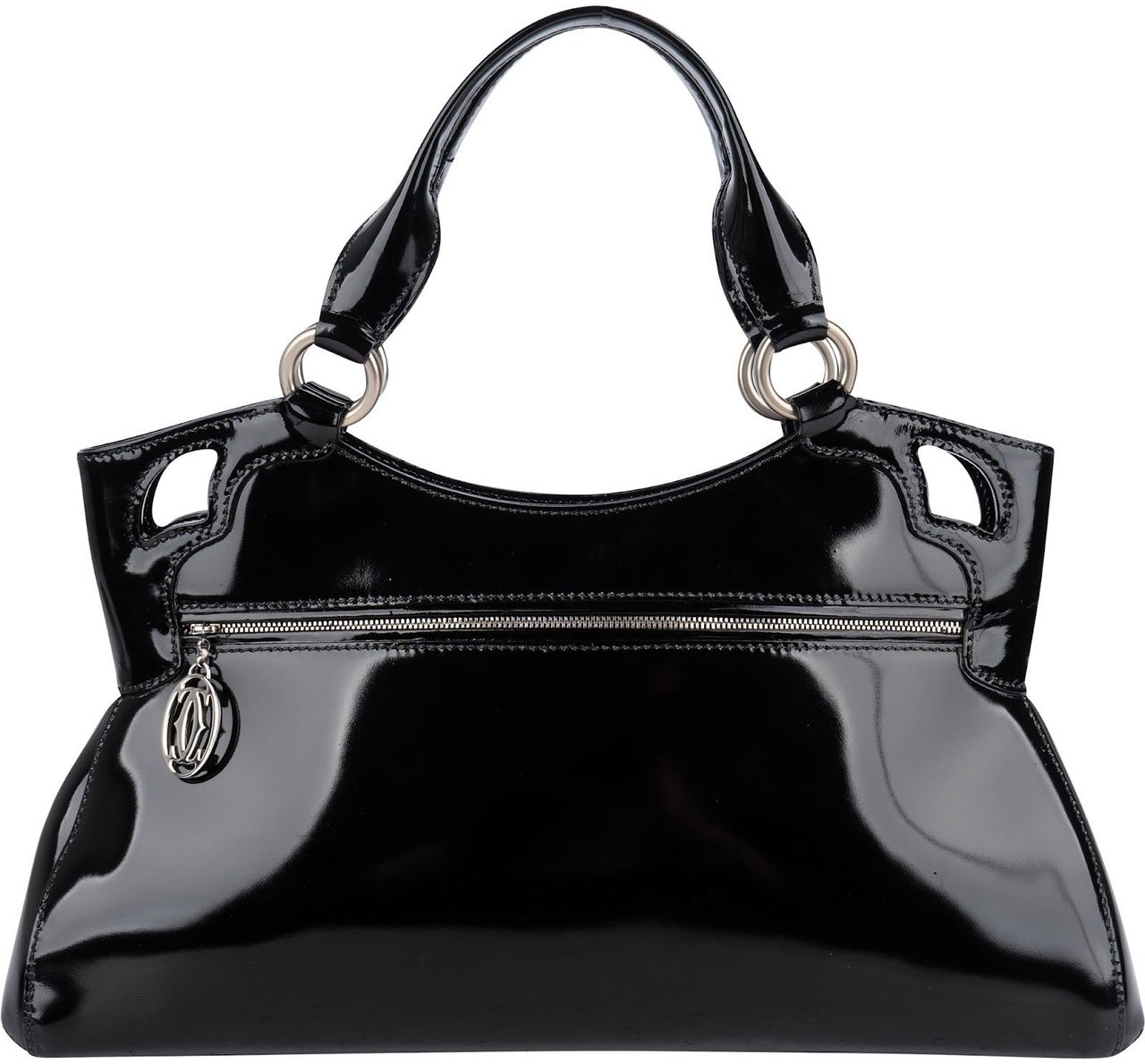 Cartier Black Patent Leather Marcello de Cartier Handbag Zwart