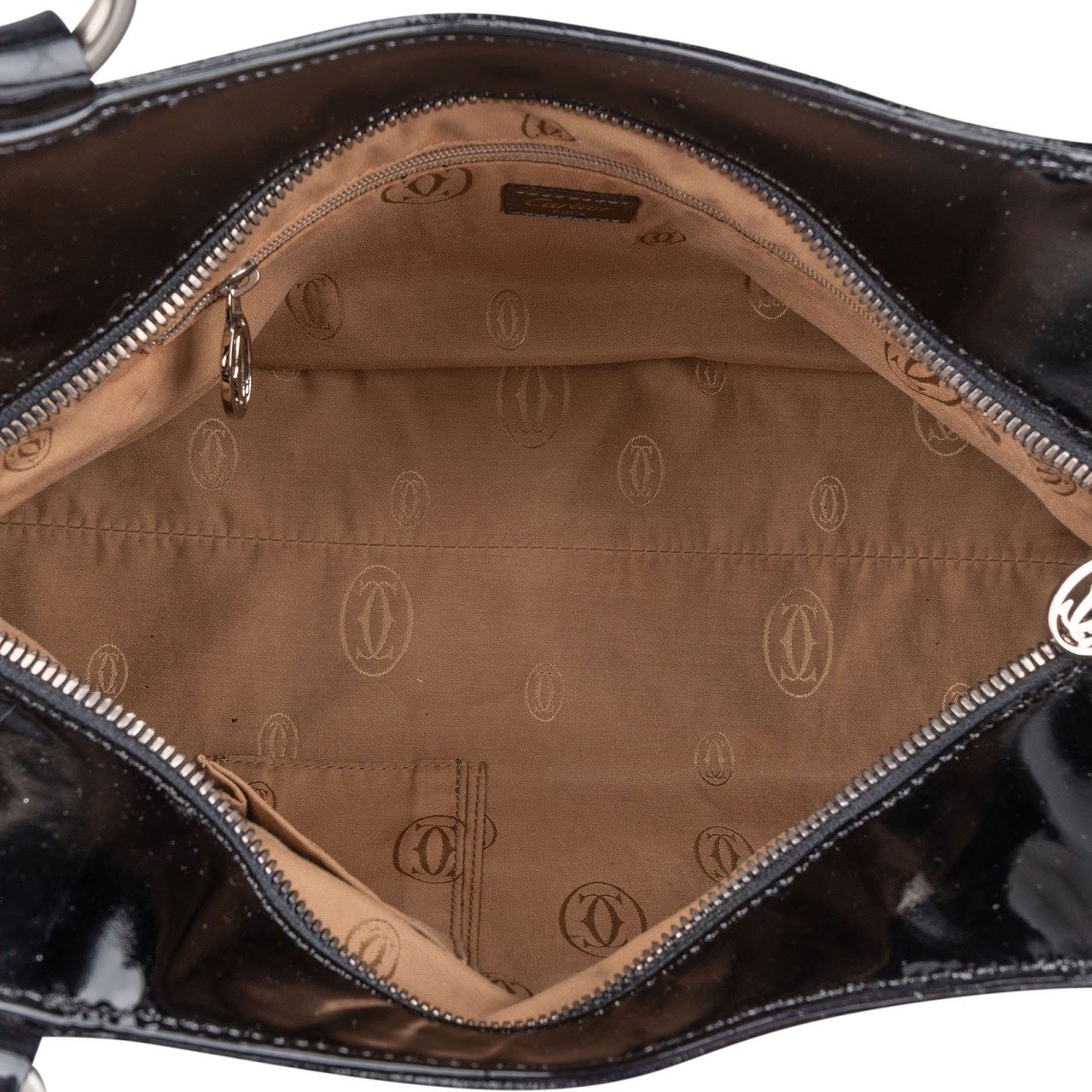 Cartier Black Patent Leather Marcello de Cartier Handbag Zwart