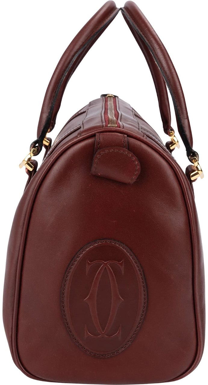 Cartier Bordeaux Leather Must de Cartier Boston Handbag Maroon