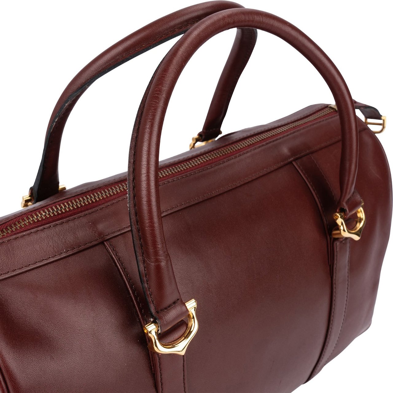 Cartier Bordeaux Leather Must de Cartier Boston Handbag Maroon