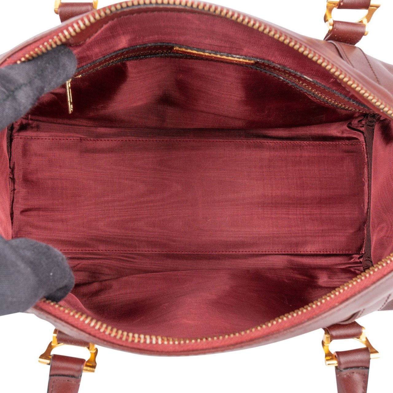 Cartier Bordeaux Leather Must de Cartier Boston Handbag Maroon